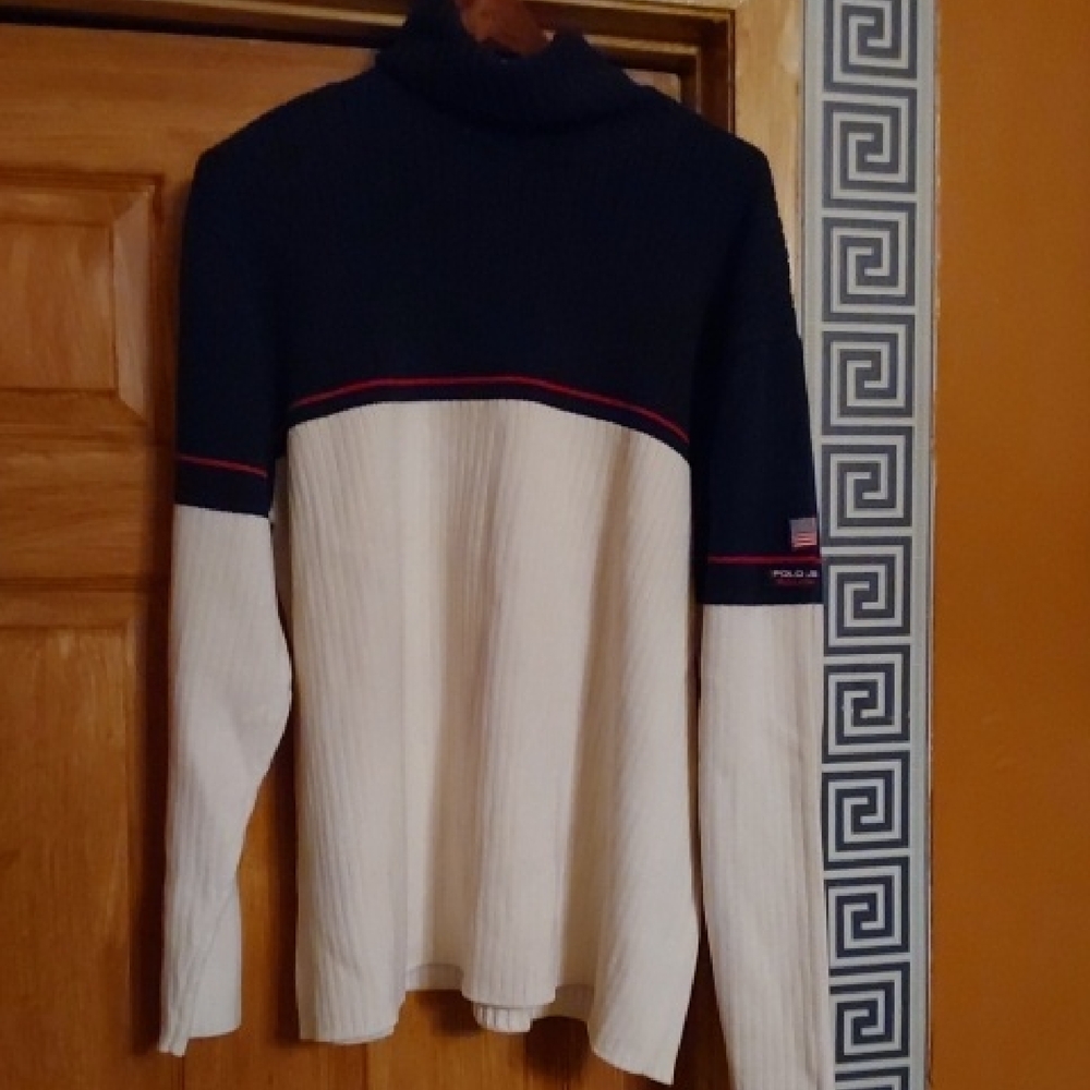 Polo by Ralph Lauren Men's Navy and White Sweater